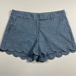 J.Crew Scalloped Chambray Size 6 Shorts |Backyard BBQ Preppy Classic